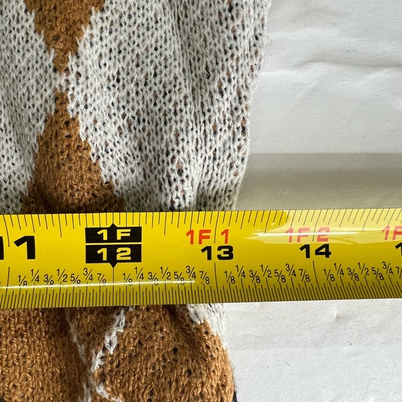 Derek Heart tan argyle sleeveless sweater dress preppy lightweight neutral fall - Picture 7 of 8